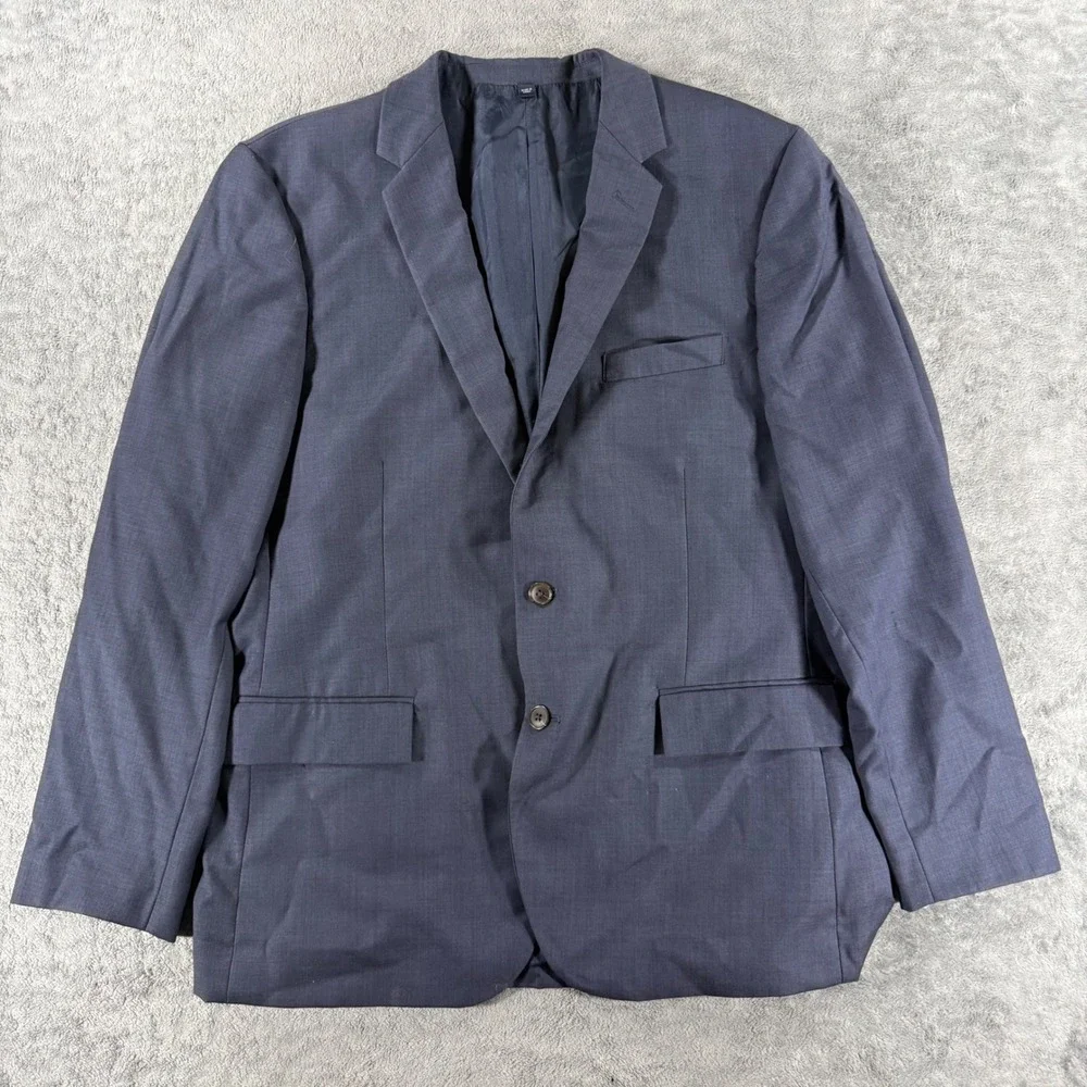 J.Crew Thompson Blazer Mens 44R Navy Blue Good Worsted Wool Two Button Jacket